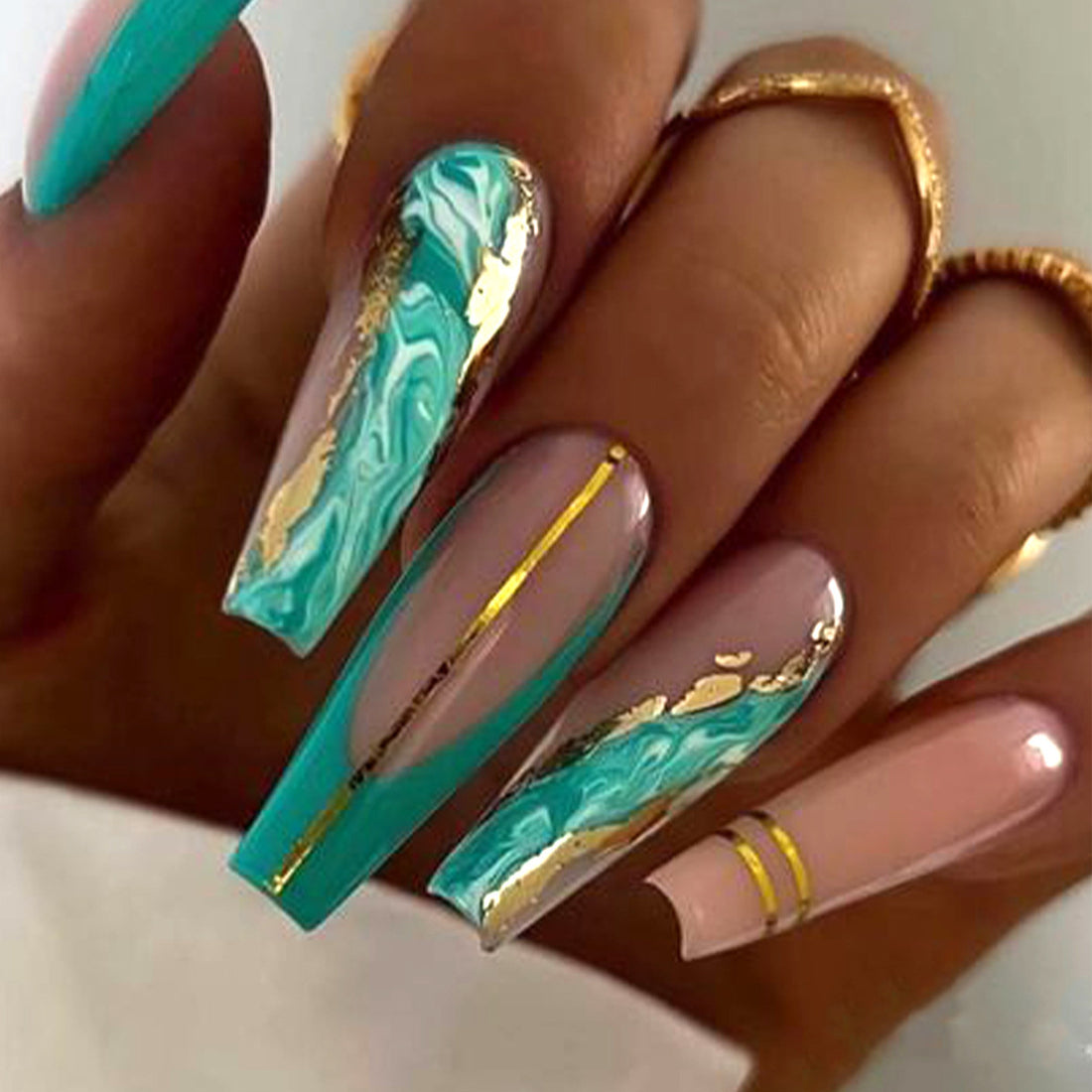 Turquoise Mirage | Long Coffin (24 pieces)