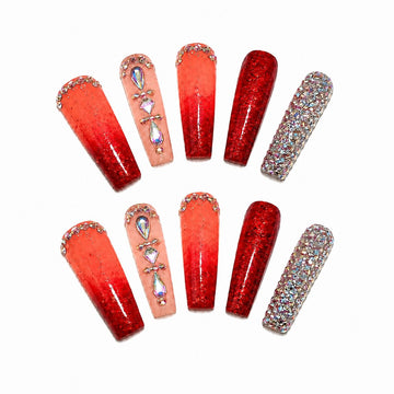 Crimson Sparkle | Extra-Long Coffin