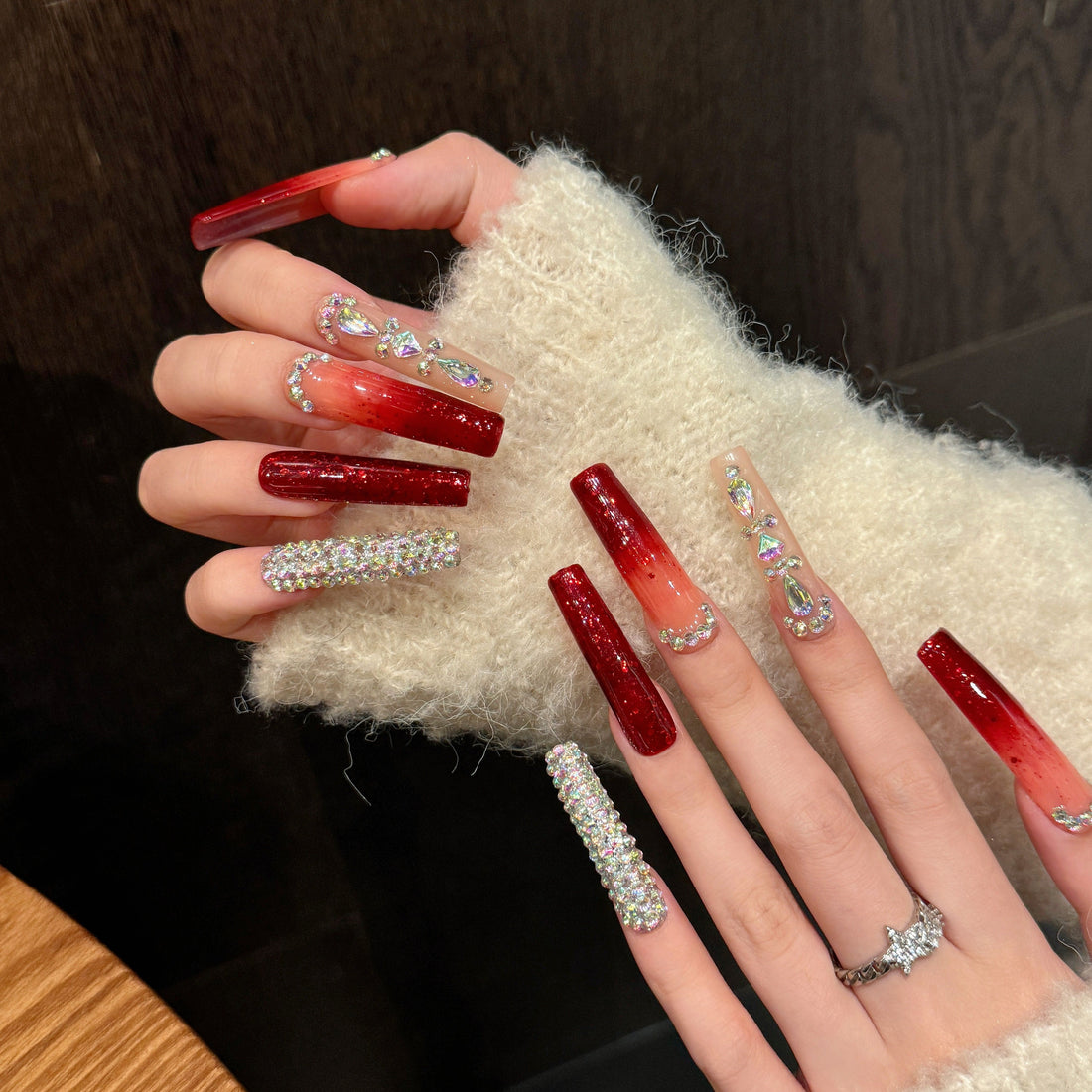 Crimson Sparkle | Extra-Long Coffin