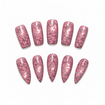 Blush Lace | Long Coffin Almond