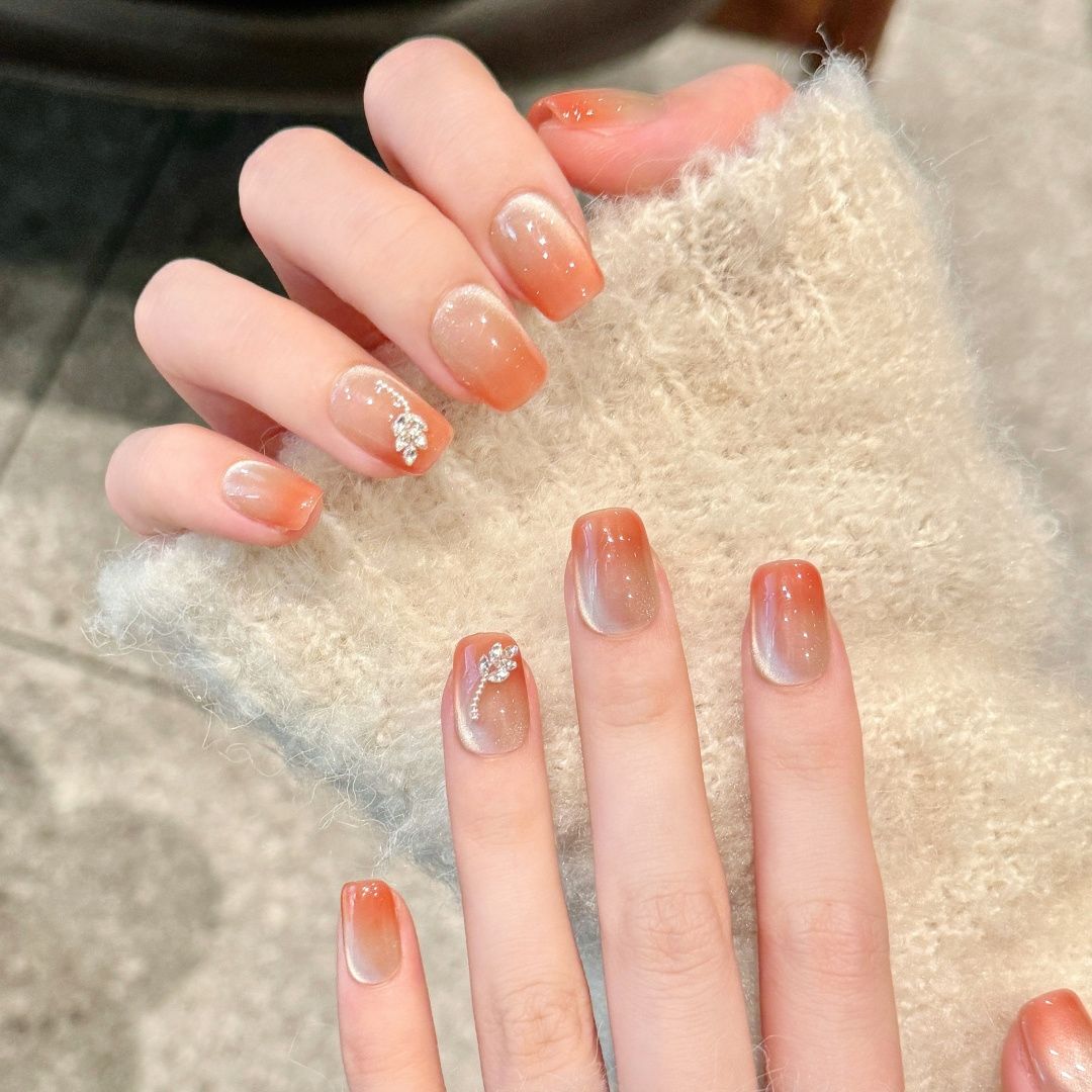 Peach Aura | Short/Medium-Long Squoval