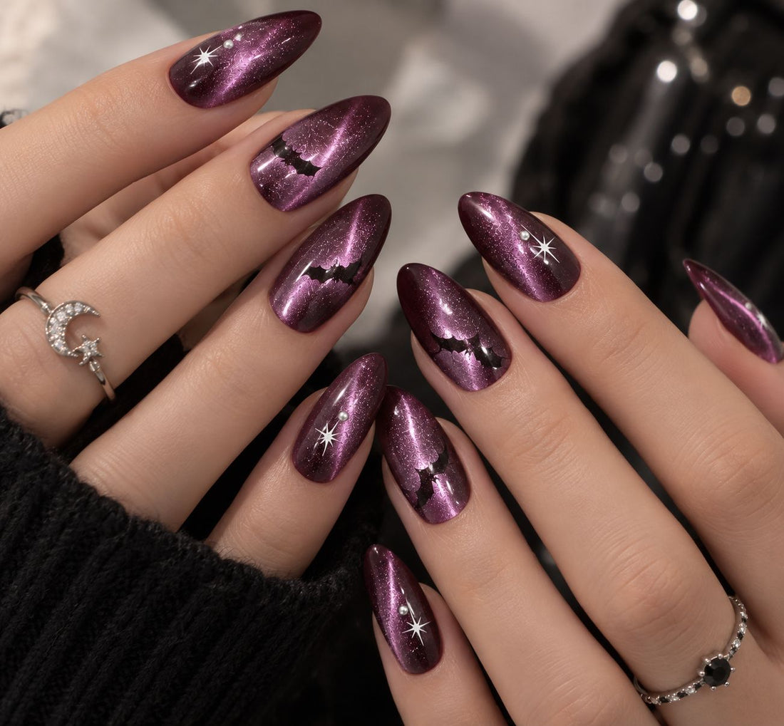 Purple Bat Glam | Medium-Long Almond
