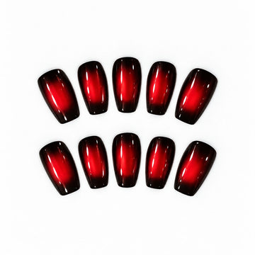Red Black Ombre | Medium-Long Coffin