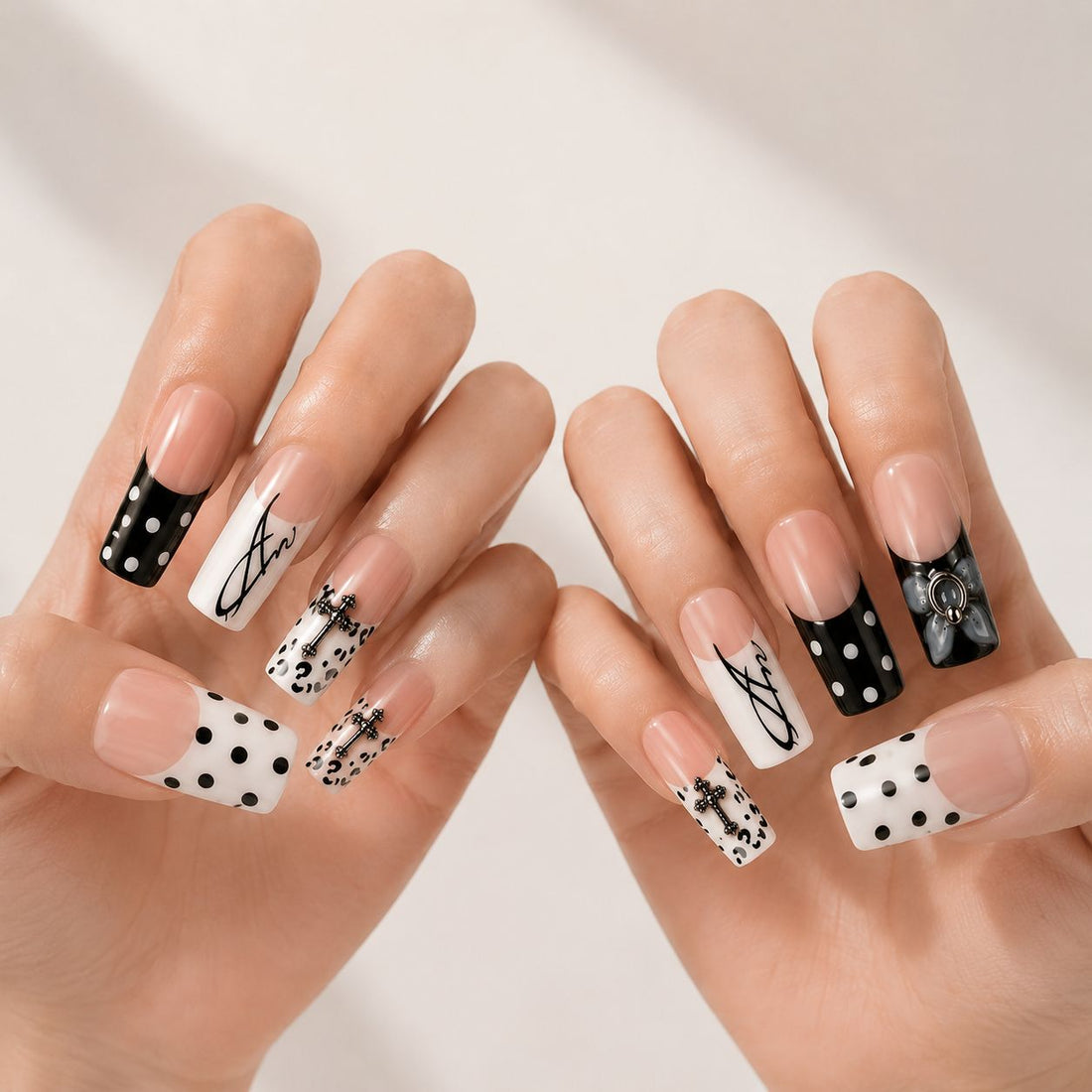Ink & Petals | Medium-Long Square (24 pieces)