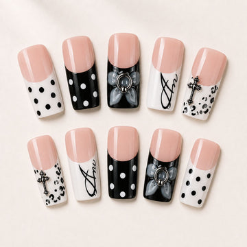 Ink & Petals | Medium-Long Square (24 pieces)