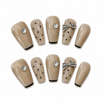 Bow Dots | Medium-Long Coffin