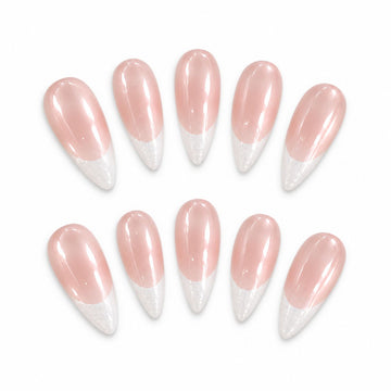 Nude Sparkle French | Medium-Long Almond