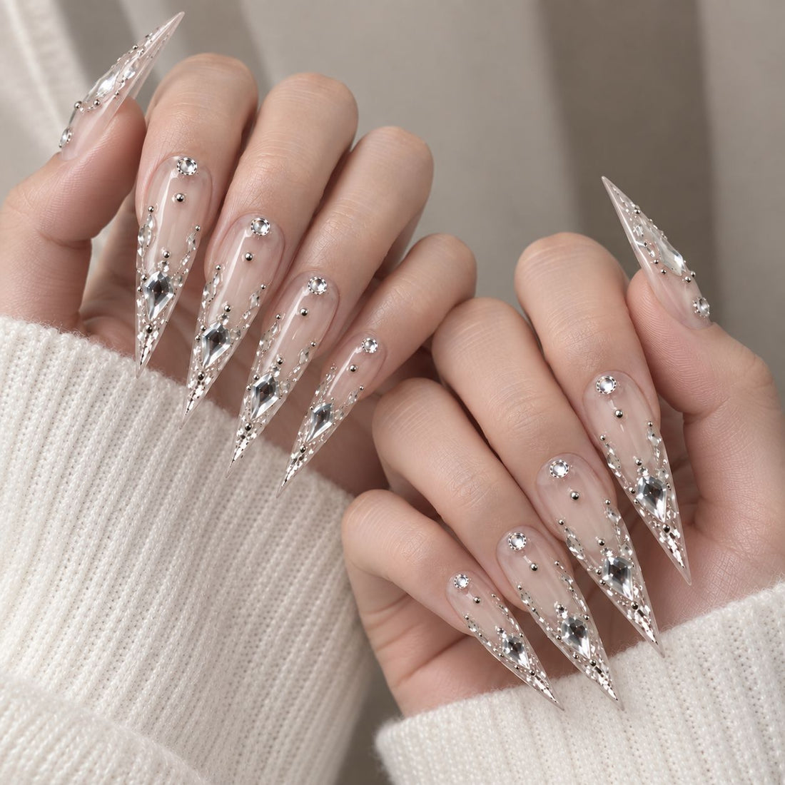 Clear Sparkle | Long Stiletto